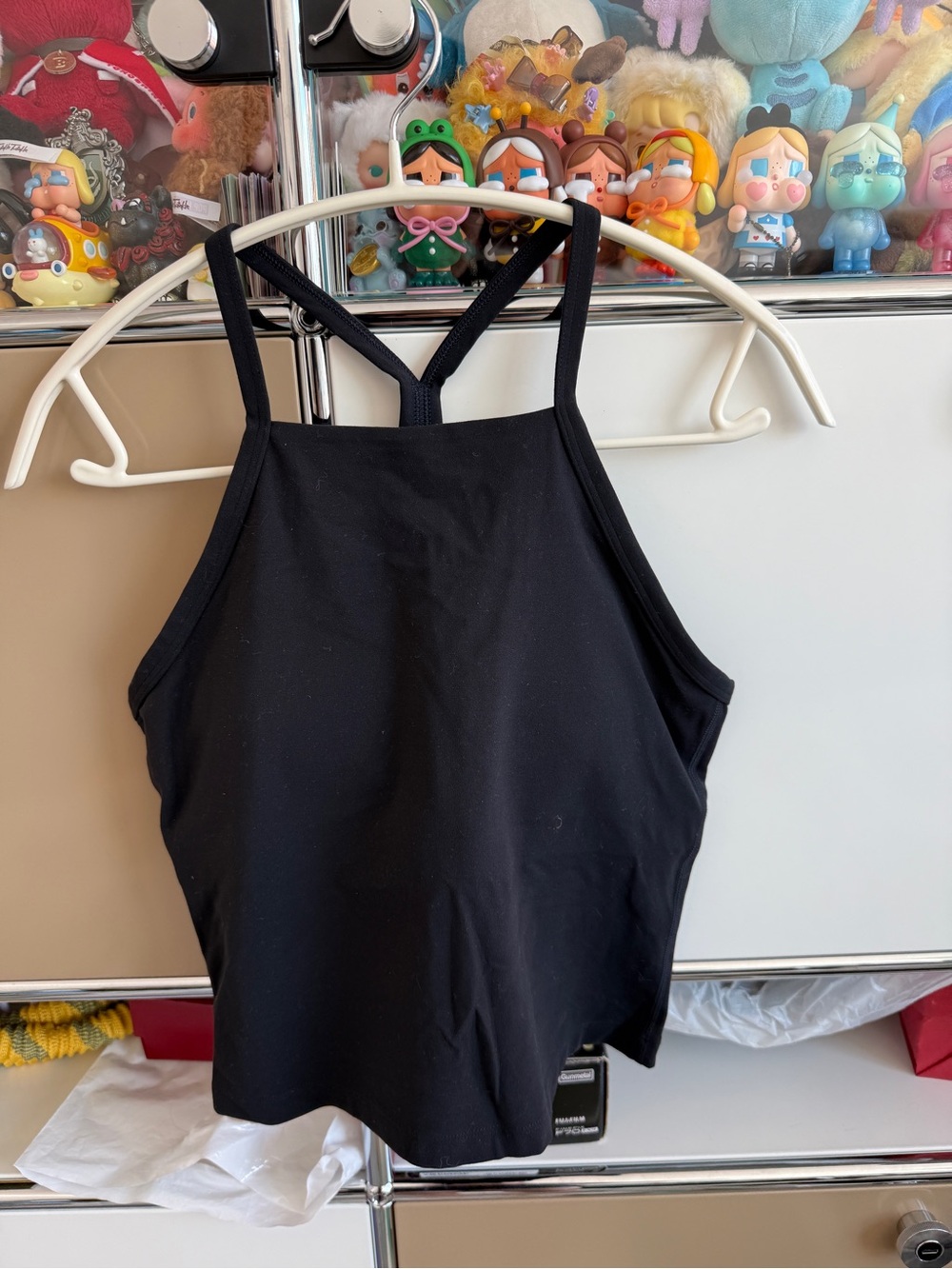Aritzia TNA Black Halter Padded Cropped Tank Top